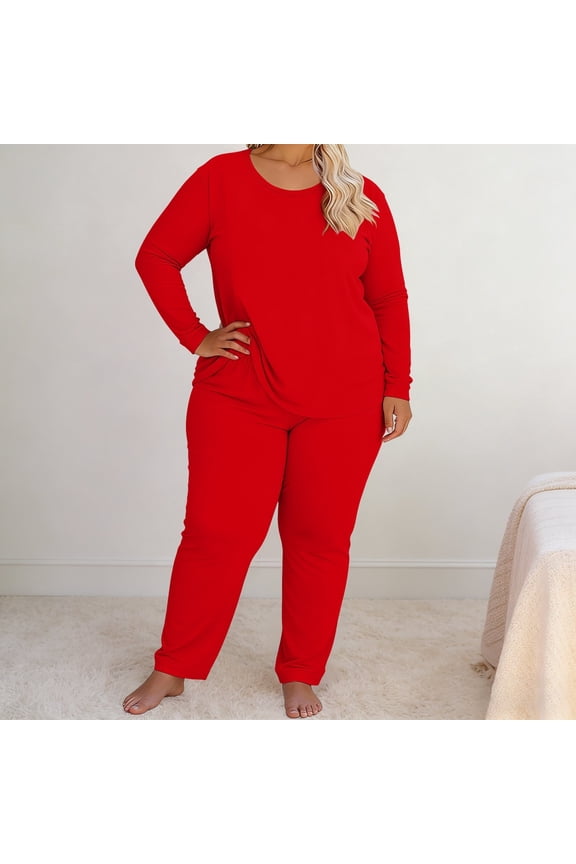 Pajamas For Women Set Thermal Underwear Fleece Lined Base Layer Long Sleeve Top And Bottom Warm Winter Set Red M-6Xl