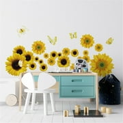 YOZGXEG Refrigerator Stickers Wall Decor Sunflower Stickers For Walls With Wall Sticker Sunflower Nursery Decor Removable Yellow Flowers Decal For Kitchen Bathroom Bedroom Decoration Home Decora
