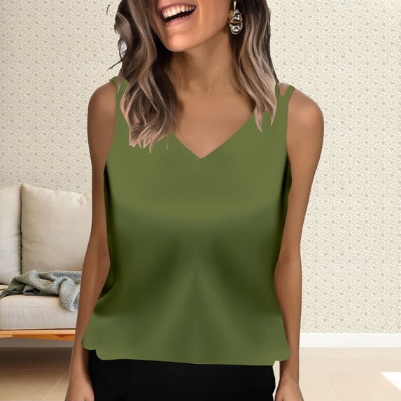 YOZGXEG Tank Tops For Women V Neck Suspender Vest Women Satin Sleeveless Summer Versatile Casual Top Multicolor M-4Xl