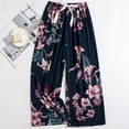 thumbnail image 1 of YOZGXEG Wide Leg Pants Women Women'S Comfy Printed Wide Leg Pajama Pants Bow Elastic Waist Long Casual Bottoms Purple One Size, 1 of 4