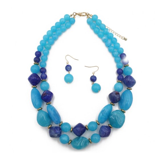 YOZUMD Beaded Necklace 1 Set Jewelry Accessories Simple Style Trendy Layered Necklace Women Earrings Set