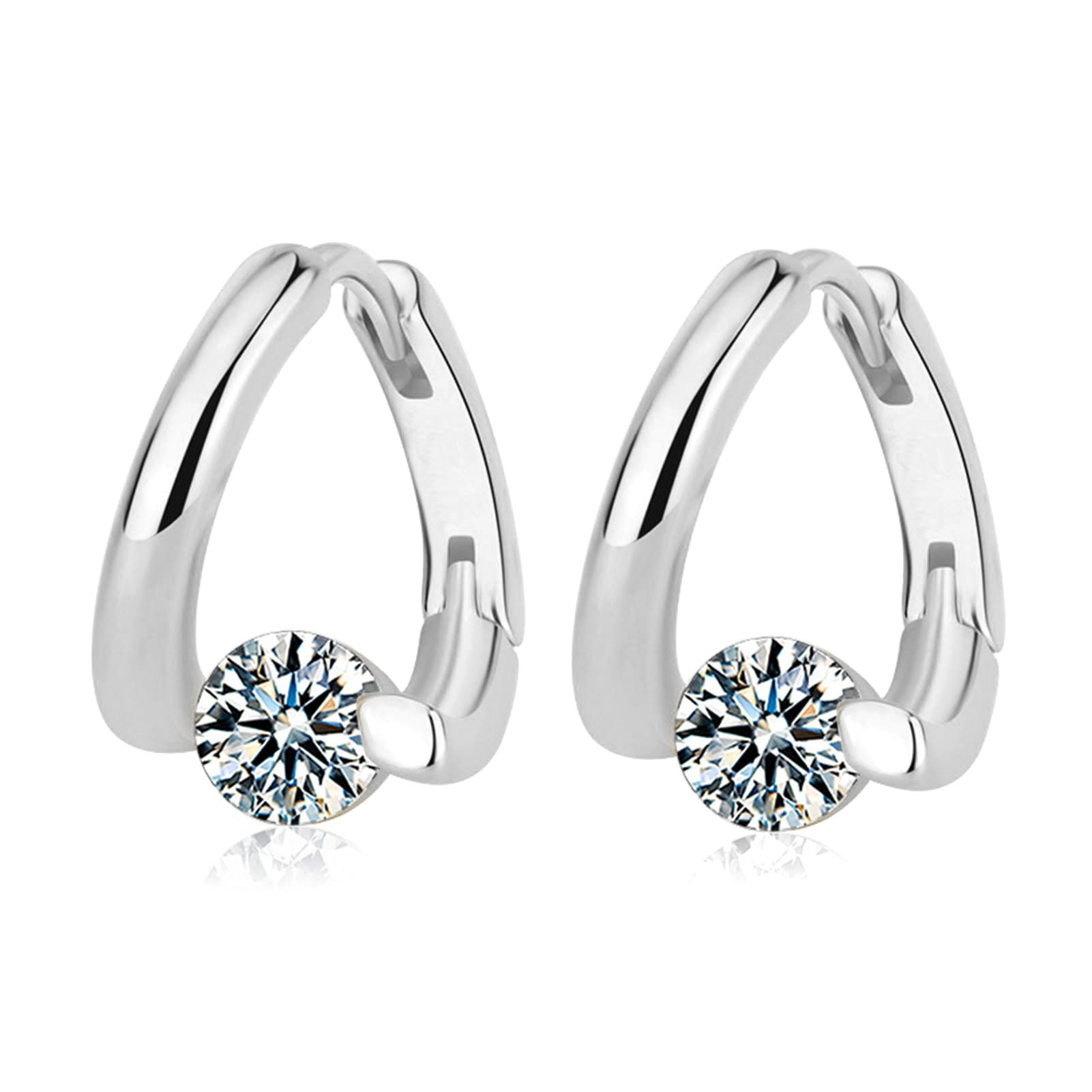 YOZUMD Hoop Earrings 1 Pair Decoration Geometric Stylish Sparkling Cubic  zirconia Stud Earrings
