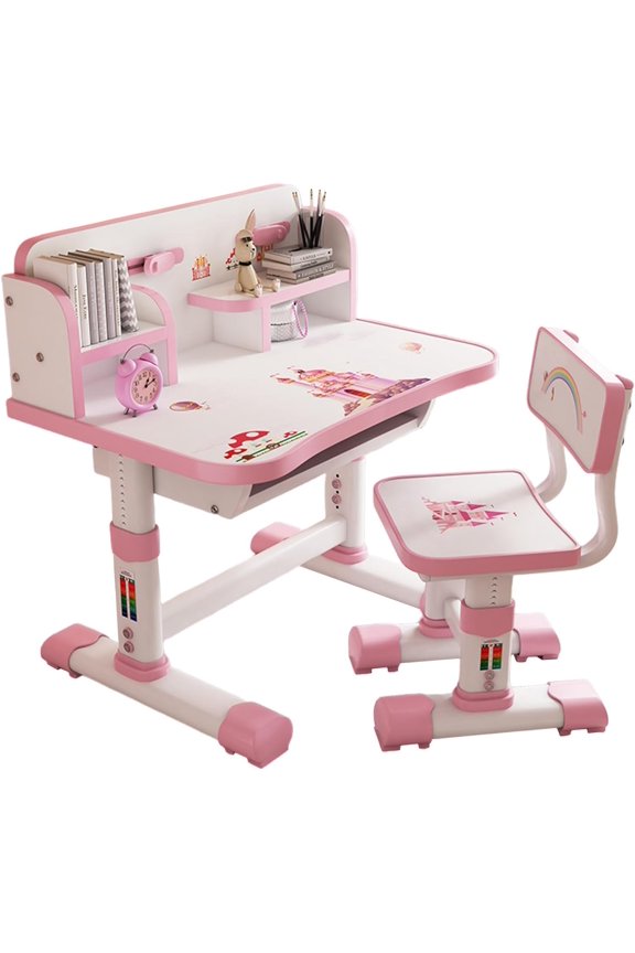 Kids Desk and Chair Set - Height Adjustable Children Study Set With Drawer, Bookstand - Ergonomic Student Learning Table for Girls and Boys