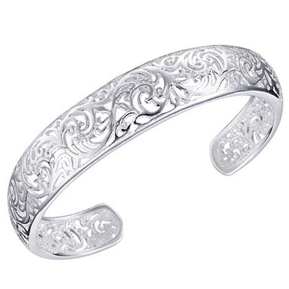 YOZUMD Open Bracelet,Women's 925 Sterling Silver Bezel Hollow Cuff Bangle Open Bracelet