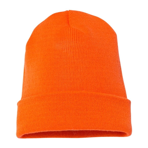 YP Classics Cuffed Beanie Hat Men Classic Knit Cuffed 100% Acrylic Hat Cap for Warm Winter (Blaze Orange, One Size)