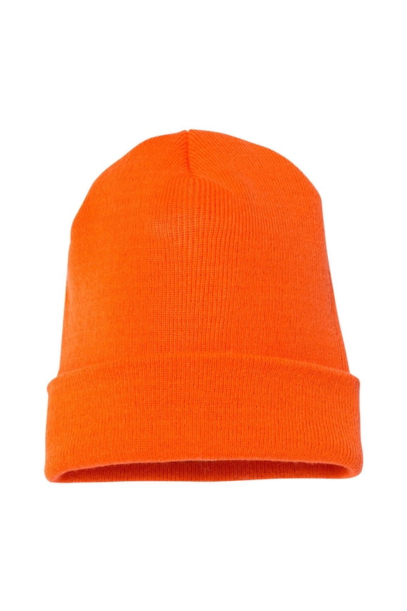YP Classics Cuffed Beanie Hat Men Classic Knit Cuffed 100% Acrylic Hat Cap for Warm Winter (Blaze Orange, One Size)