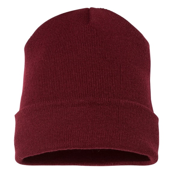YP Classics Cuffed Beanie Hat Men Classic Knit Cuffed 100% Acrylic Hat Cap for Warm Winter (Maroon, One Size)