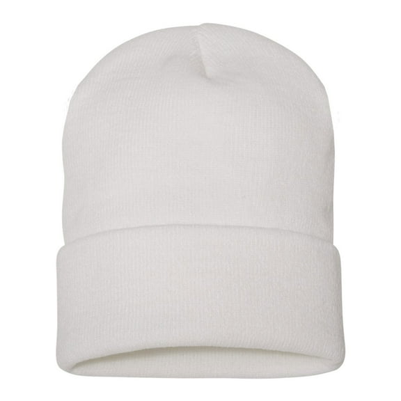 YP Classics Cuffed Beanie Hat Men Classic Knit Cuffed 100% Acrylic Hat Cap for Warm Winter (White, One Size)