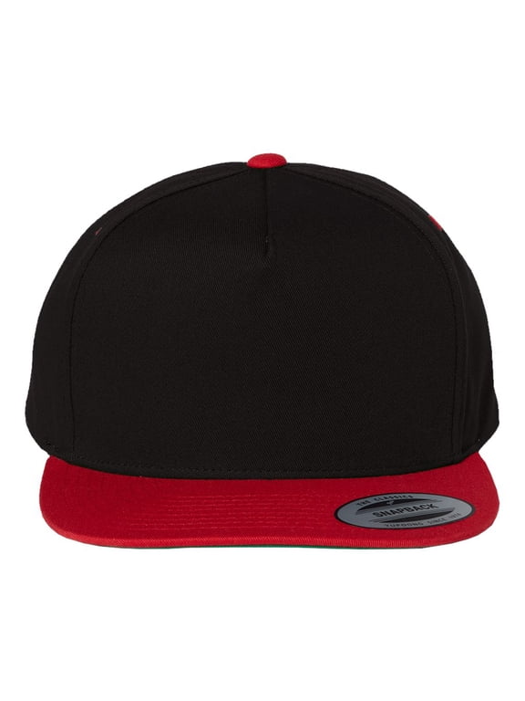 YP Classics - Flat Bill Cap - 6007 - Black/ Red - Size: Adjustable
