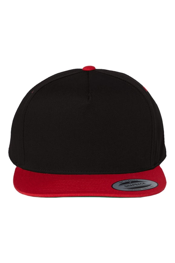 YP Classics - Flat Bill Cap - 6007 - Black/ Red - Size: Adjustable