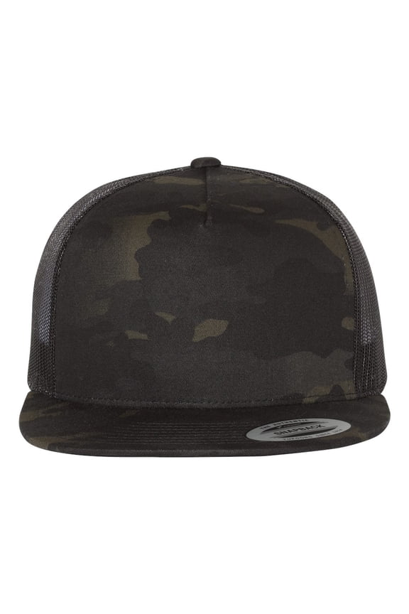 YP Classics - Flat Bill Trucker Cap - 6006 - Multicam Black/ Black - Size: Adjustable