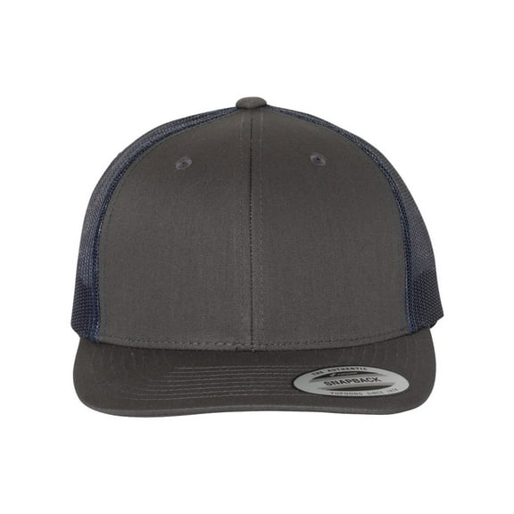 YP Classics - Six-Panel Retro Trucker Cap - 6606 - Charcoal/ Navy - Size: Adjustable
