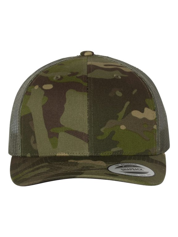 YP Classics Six-Panel Retro Trucker Cap 6606 Multicam Tropic/ Green Adjustable