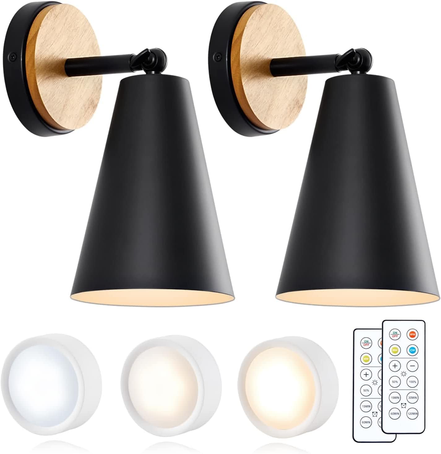 YPBBOOM Battery Operated Wall Sconce Remote Control Battery Operated