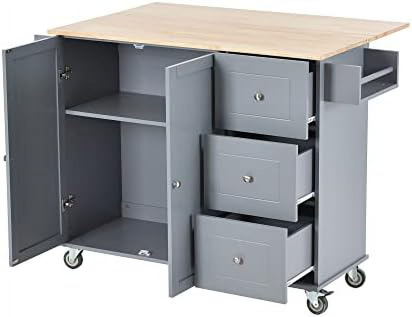 YPBBOOM Kitchen Island on Wheels with Towel Rack and Spice Rack Rolling