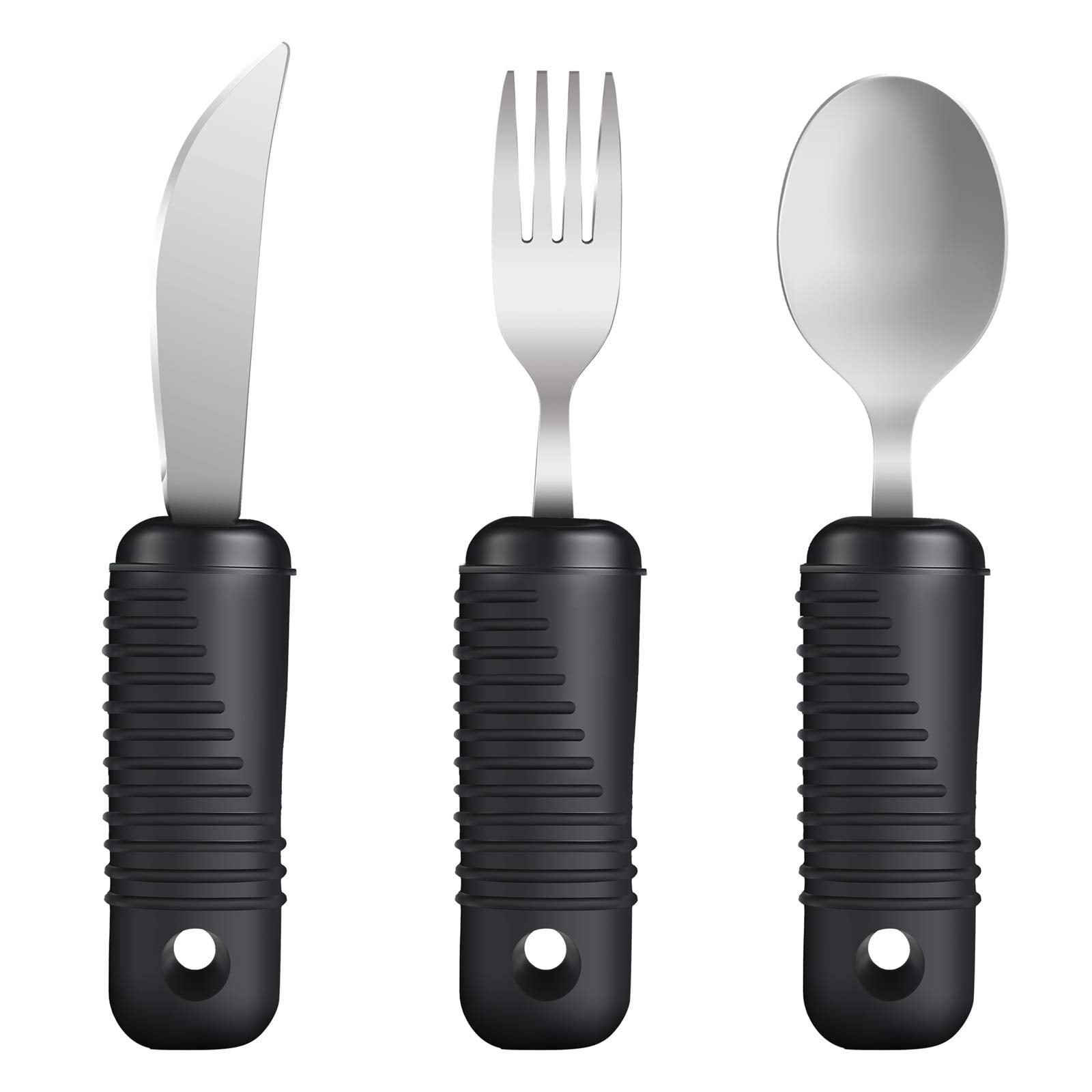 YPC Adaptive Utensils,Easy Grip Silverware,BuiltUp Fork,Spoon and