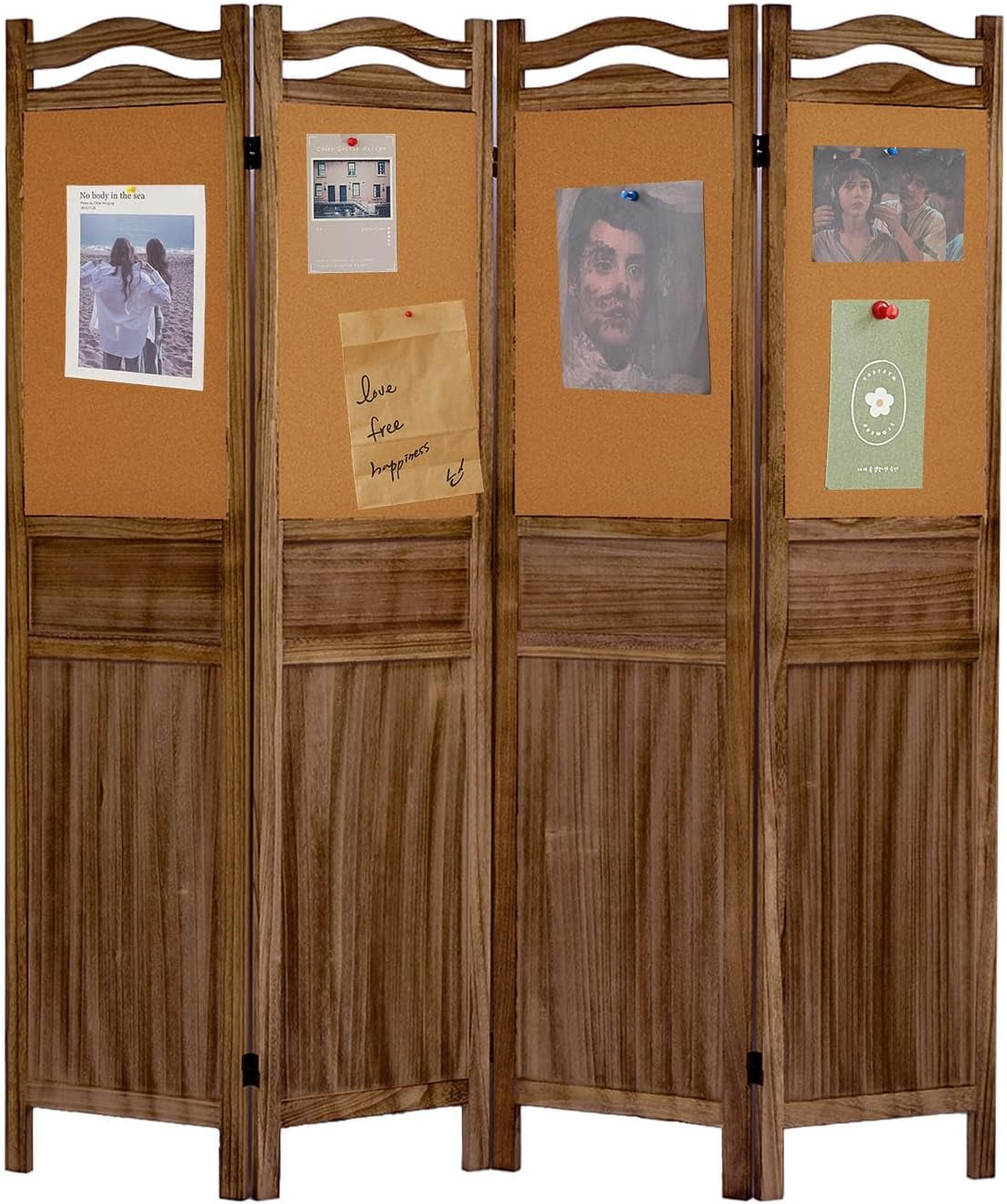 YPNLZQ VGYUIJN 6 Panel Room Divider with Cork Board for Decoration 5.6FT Wall Divider for Room