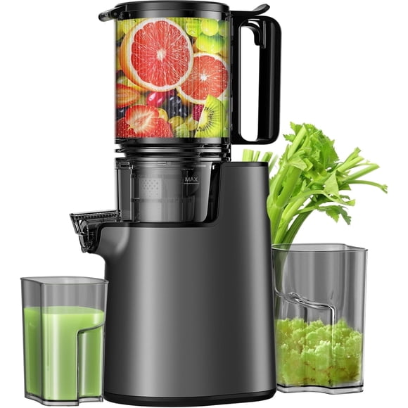 SUDILO Cold Press Juicer, Masticating Juicer with 5.4" Wide Feed Chute, 350w Slow Juicer Machines Fit Whole Vegetables and Fruits,Juice Extractor Machine with High Juice Yield, Easy to Clean(Black)