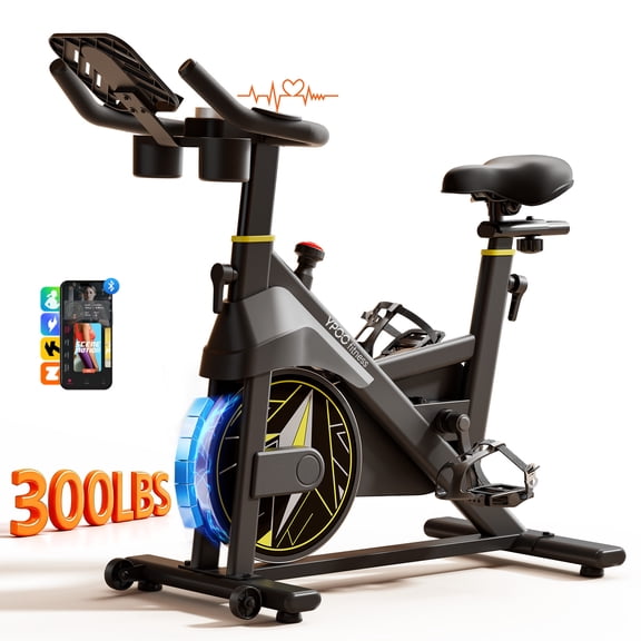 YPOO Exercise Bike for Home Gym, Stationary Bike with 300lbs Weight Capacity, Indoor Cycle Exercise Bike with APP, Adjustable Resistance for Home Offic