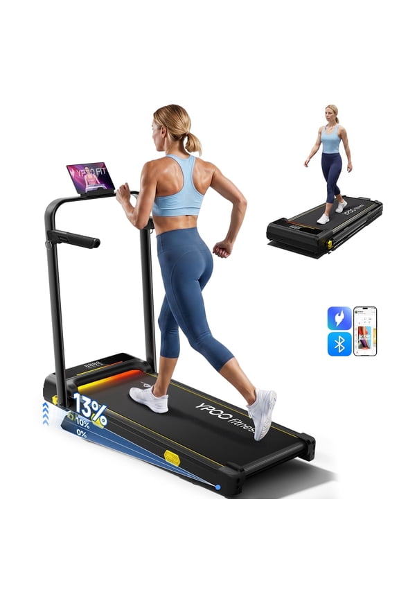 Walking Pad with Handle, Foldable 6.3 MPH Walking Pad with 13% Incline for Home & Office, 330 LBS Capacity