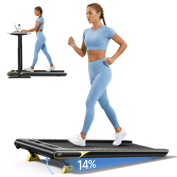 Walking Pad with Incline, 2.5HP Treadmill for Home, Under Desk Treadmill with 350 lb Capacity, Remote & APP Control, No Installation