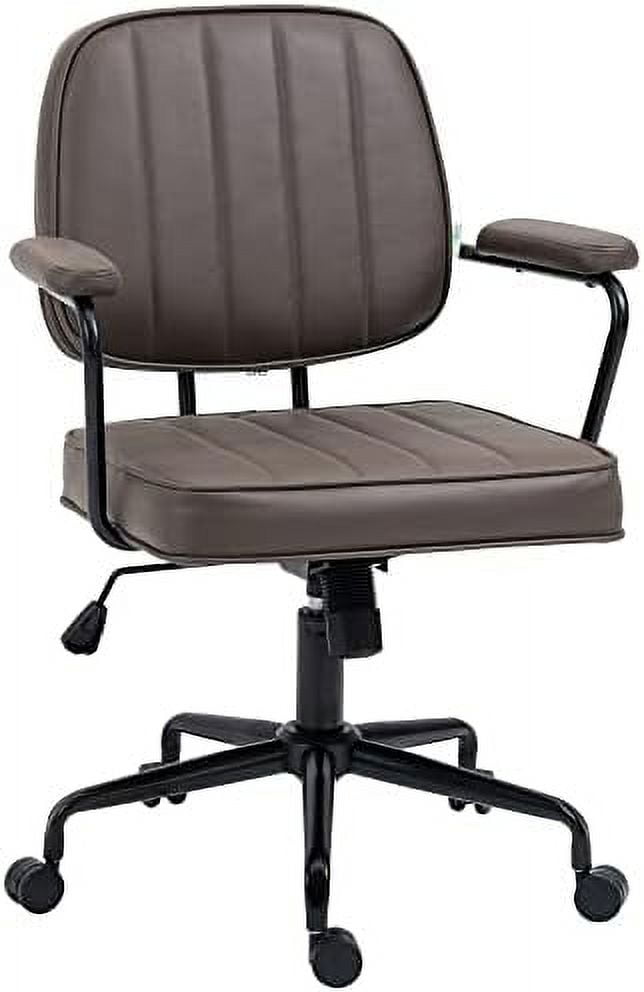 Light Brown Microfiber Task Chair with Fixed Arms