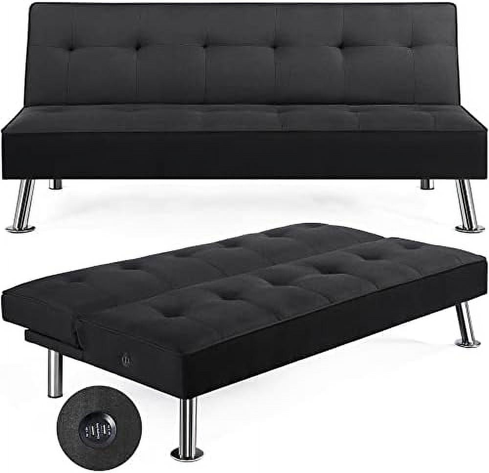 YPXNVTD Modern Convertible Futon Sofa Bed w/ 2 Integrated USB Charging