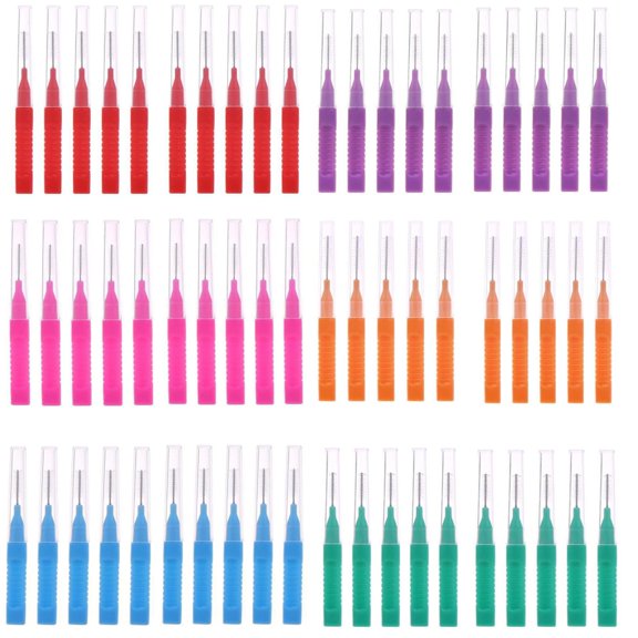 YPYMOD 60 Pcs Interdental Brushes, Teeth Cleaner, Tooth Cleaning Tool for Cleaning Gaps Between Teeth(6 Colors)