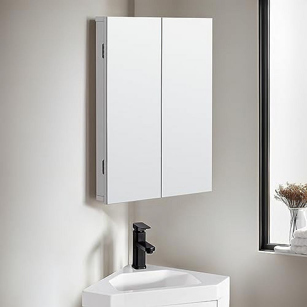 YPZBBOOM 24" Bathroom Corner Medicine with Mirror Black