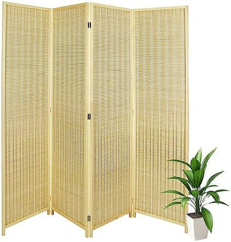 YPZBBOOM 4 Panel Louver Room Divider 5.6ft Tall Wood Partition Room