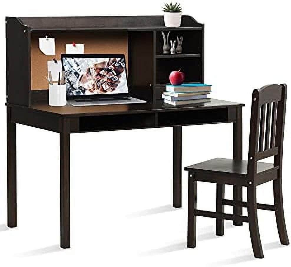 YPZBBOOM Desk and Chair Set Children Study Writing Desk w/Chair Hutch