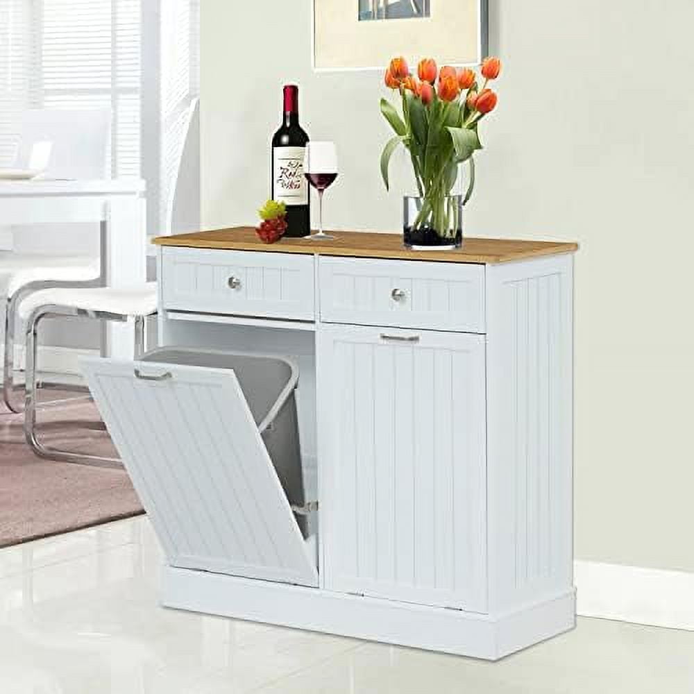 YPZBBOOM Double Tilt Out Trash Wooden Kitchen Trash