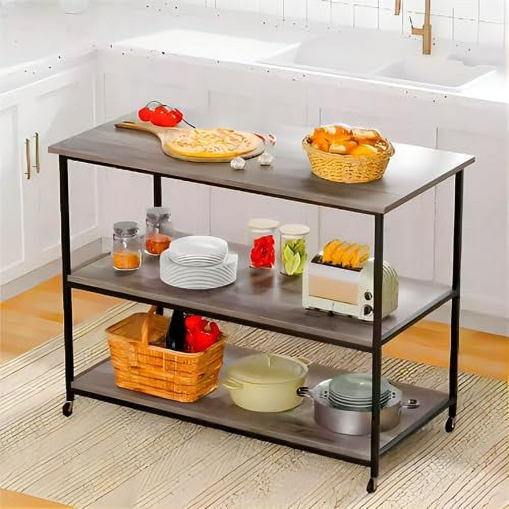 YPZBBOOM Kitchen Island on Wheels with & Foldable Drop Leaf 39.7" Width Rolling Kitchen