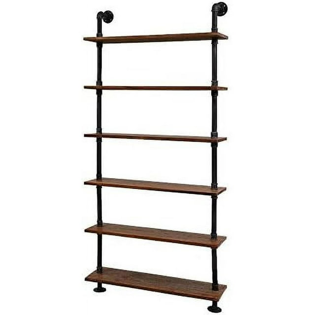 YPZBBOOM L 24Inch Industrial Pipe Shelves Wall Mounted Metal Pipe Wood