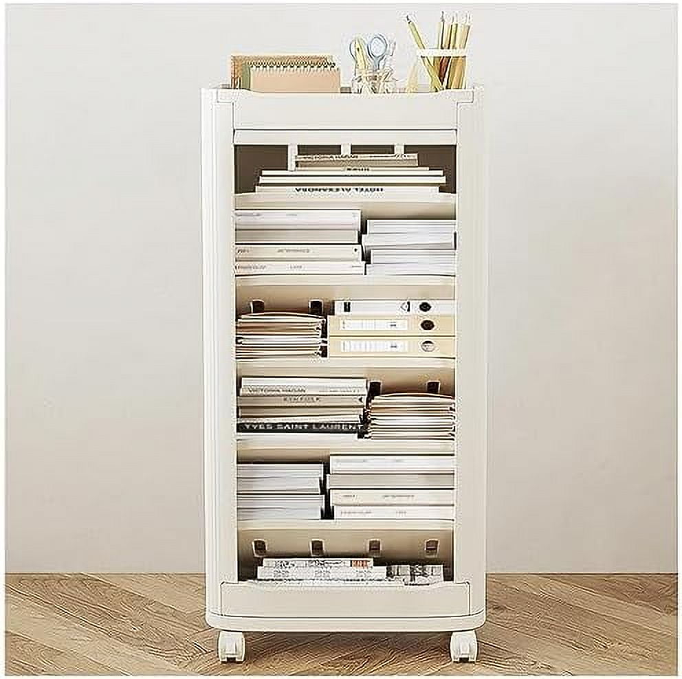 YPZBBOOM Mobile Bookcase with Wheels 4Layer Durable Plastic