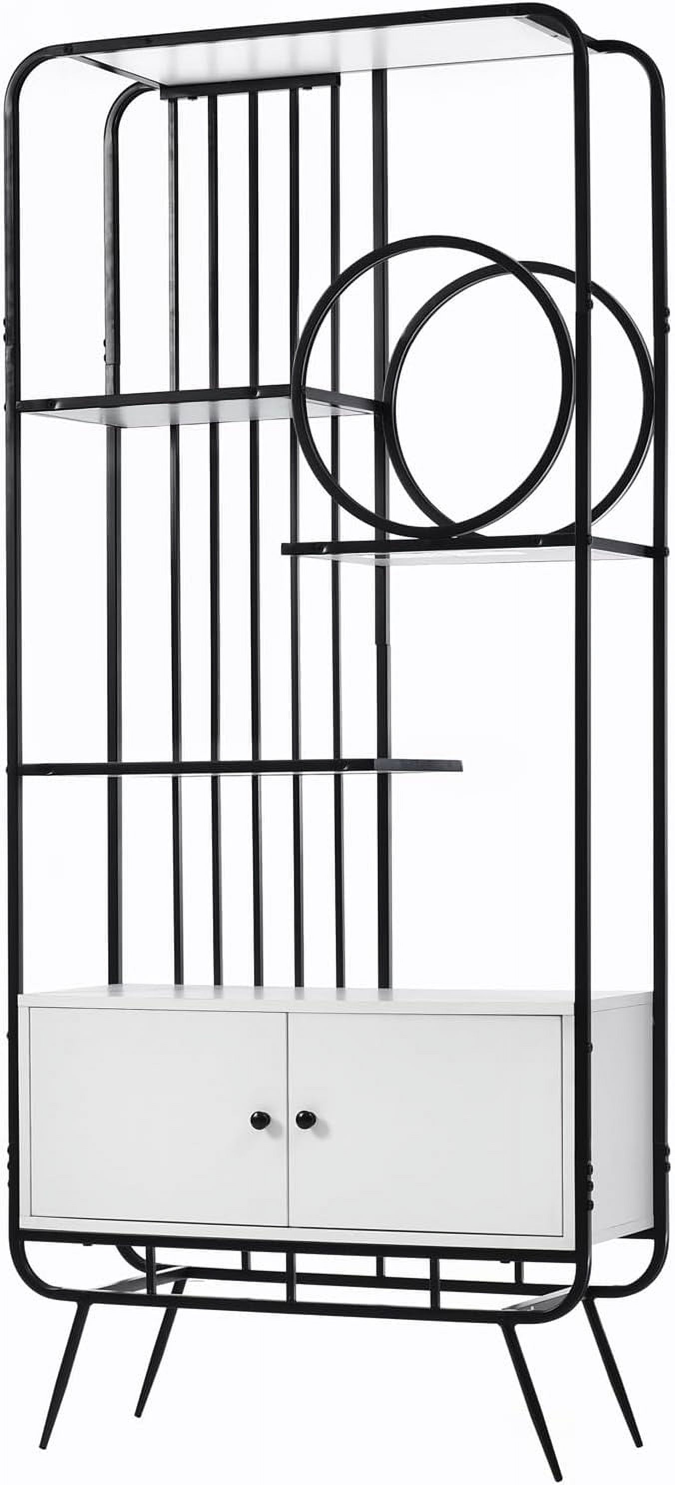 YPZBBOOM Open Bookshelves MidCentury Modern Display in Art Style Bookcase with 2 Door