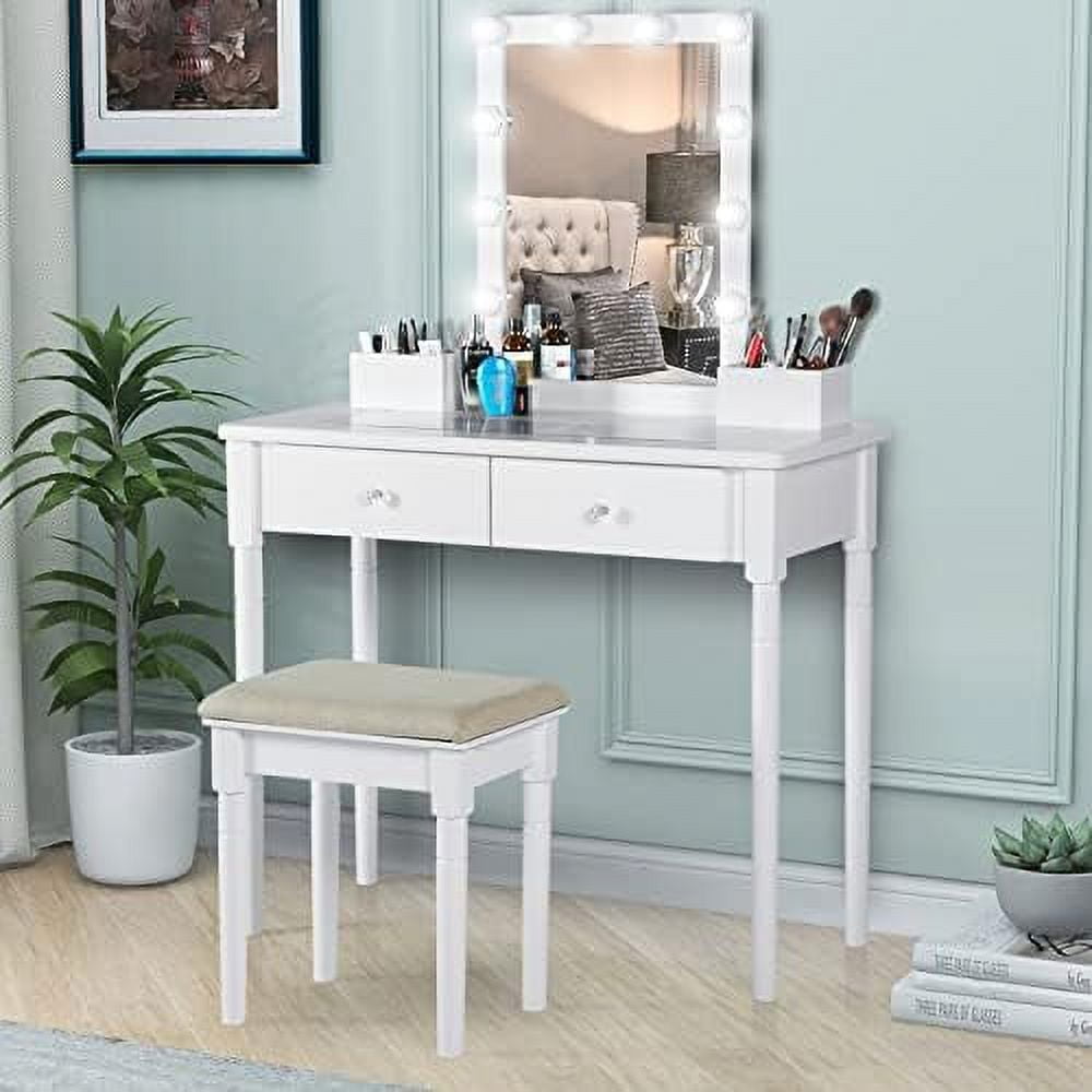 YPZBBOOM Vanity Set with Lighted Mirror & Stool Dressing Table Makeup