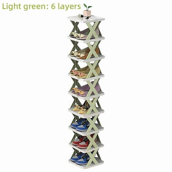 YPai 9-Tier Narrow Stackable Standing Shoe Rack, Green