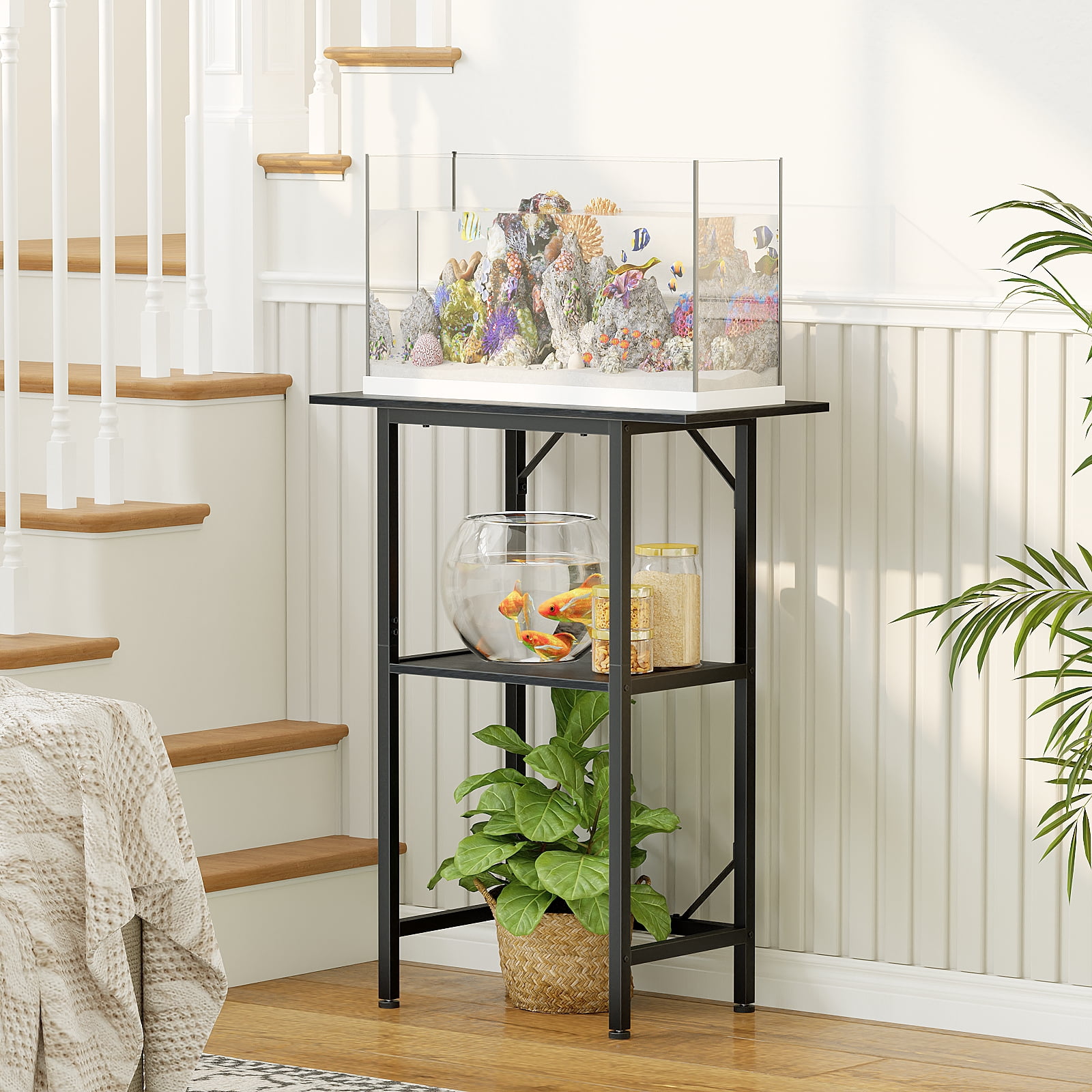 YQ JENMW 2-Tier Heavy Duty Aquarium Stand, Multipurpose Metal Storage ...