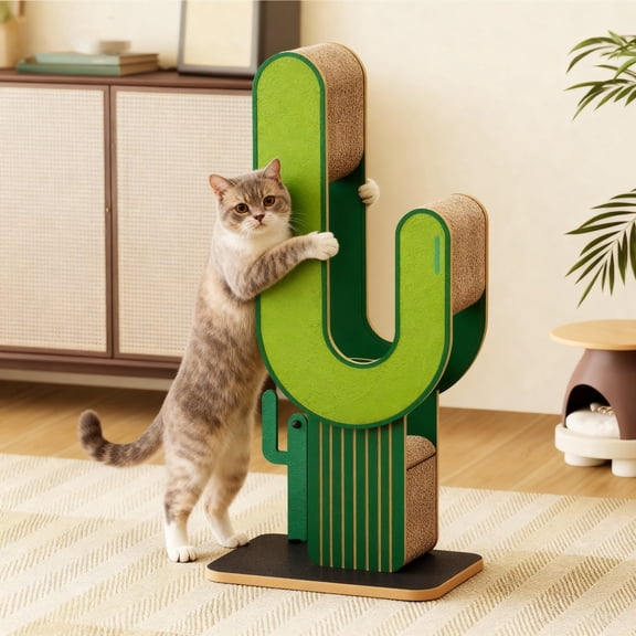 YQ JENMW Cactus Cat Tree, Multi-Level Cat Scratching Post, Tall Corrugated Cardboard Cat Scratcher Tower with Stable Base for Kittens & Adult Cats
