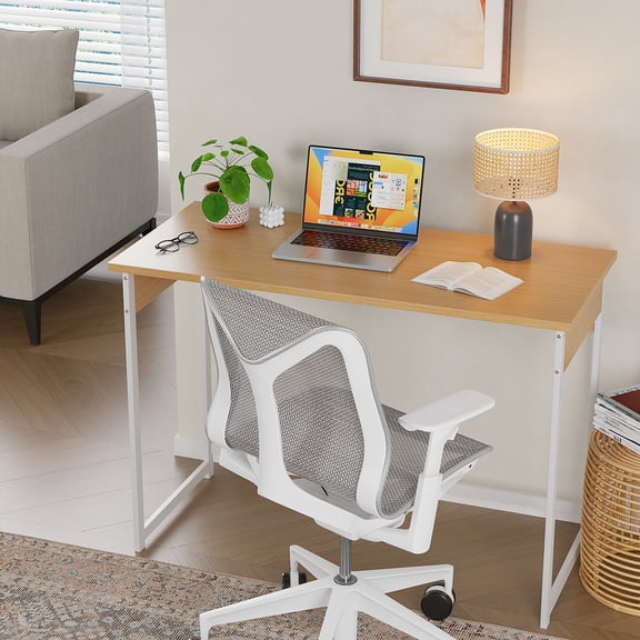 YQ JENMW Computer Desk, Modern Simple Writing Desk with Sturdy Metal Frame, Multipurpose Home Office Workstation for Bedroom Study