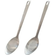 YQHWQH Rust Resistant Stainless Steel Cooking Spoon Set 2 Pack