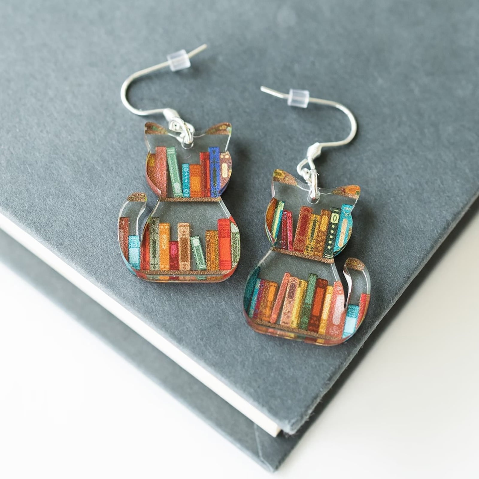 Acrylic Book Bookcase Dangle Earrings – Graduation & Teacher's Day Gift For Book Lovers