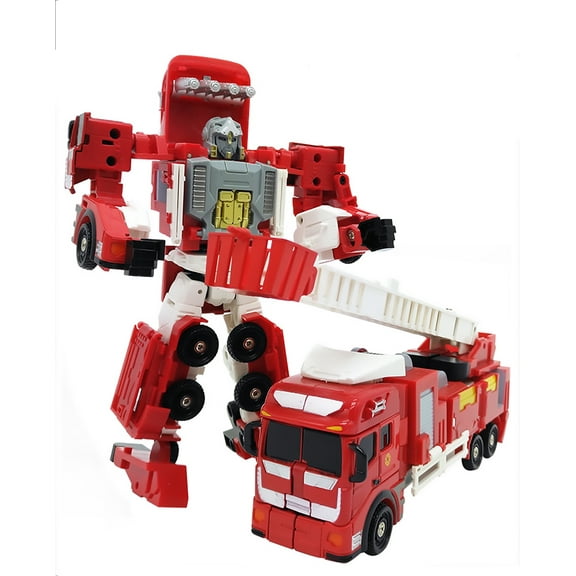 YQLADB Deformation Alloy 5-in-1 Combiners Transformation Robot Action Figure Diecast Model Flaming Fire Robots Manual Assemble Gift Collectible Ornaments Statue (308LC-5 Ladder Truck)