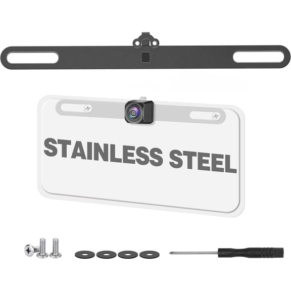 YQMAJIM Stainless Back Up Camera License Plate Mount: Universal for Mirror Camera, Bracket for Backup Camera, Mount for Rear Cam & Dash Cam License Plate