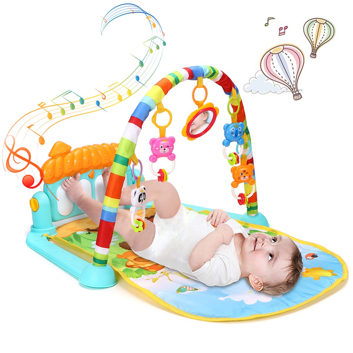 YQSDG Baby Gym Play Mats Mulitcolor 3 in 1 Kick and Play Piano Gym Activity Center for Infants, Journey of Discovery Activity Gym and Play Mat with Music and Lights - image 1 of 9