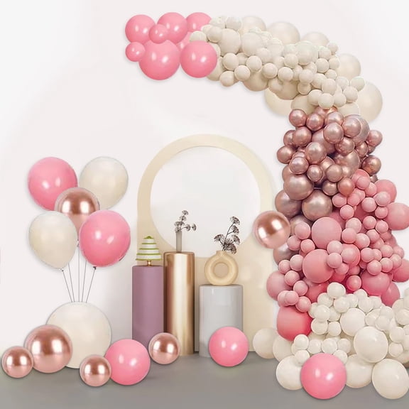 YQWIN 123Pcs Dusty Pink Balloon Garland Arch Kit Dusty Pink White Sand Rose Gold Balloons Metallic Pink Balloons for Birthday Boho Bridal Shower Wedding Bachelorette Party Decorations Baby Shower