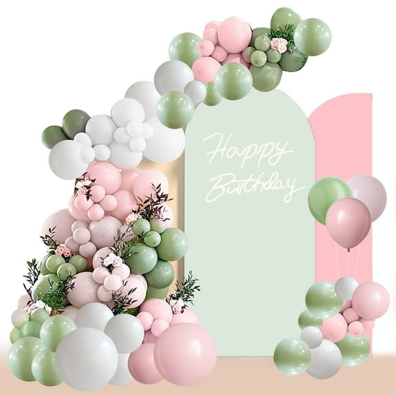 YQWIN 139Pcs Baby in Bloom Balloon Garland Arch KitPastel Sage Green and Pink Balloon Garland Sage Green Pastel Pink Sand White Balloons for Boho Baby Shower Birthday Wedding Party Decorations