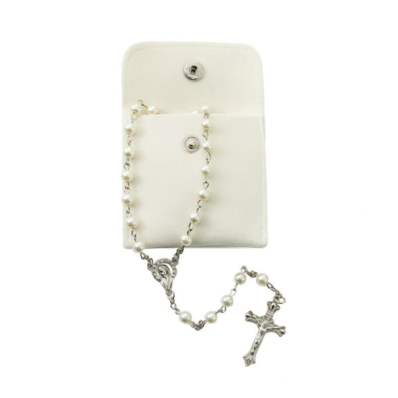 YQZIYOU Rosary Beads Catholic for Women - Confirmation Gifts for Teenage Girl, Solid Colored Simple Style button bag, Artificial Pearls Rosary, Gifts for Women