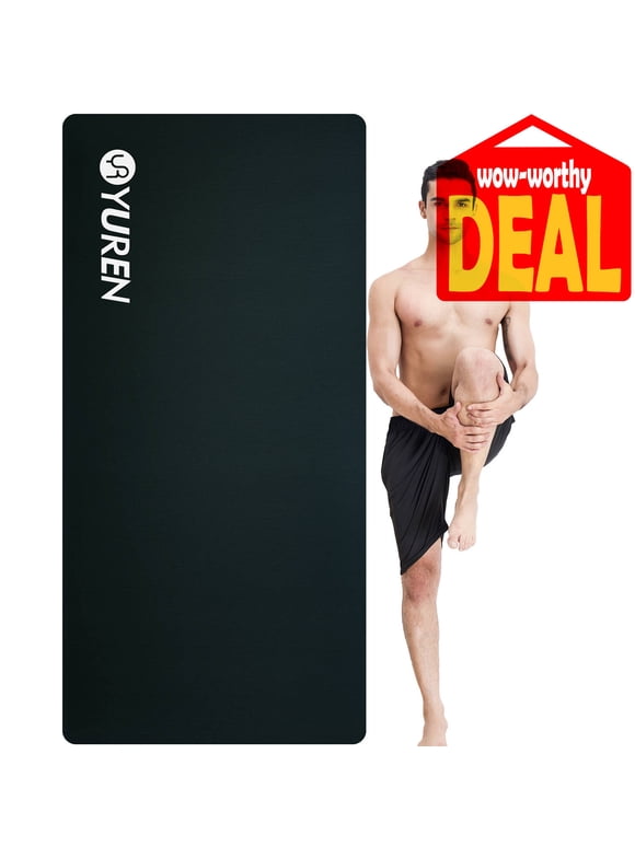YR Thick Yoga Mat 74"x35" Extra Large 1/2 inch Foam Pilates Fitness Home Gym Floor Exercise Mat Black